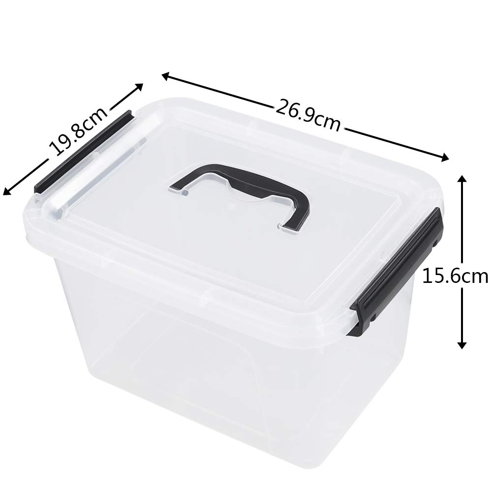 6 L Aufbewahrungsbehälter aus Kunststoff, Transparent Plastikbox mit Deckel, 6 Stück