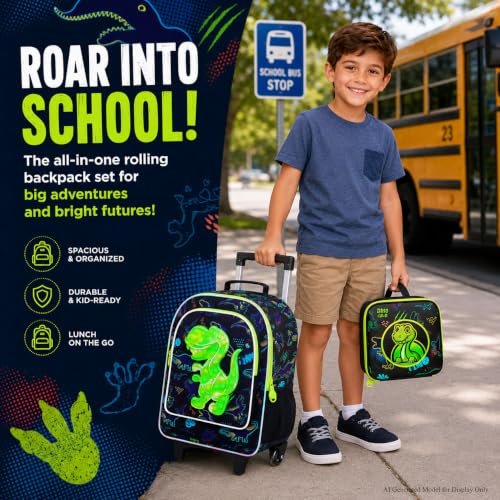Image of CCJPX Rolling Backpack for Boys, Kids Roller School Bag with Wheels Toddler Wheeled Bookbag Elementary
