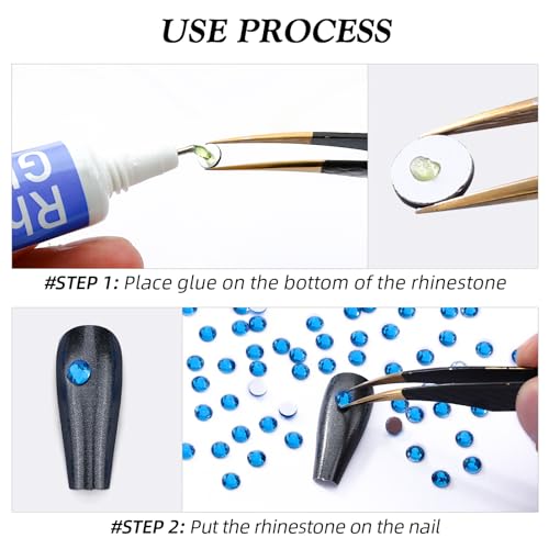 Image of Capri Blue Flatback Rhinestones, Glass Rhinestones for Nail Art and Craft, Glue Fix, Loose Crystal Gemstones(Capri Blue, SS4, 1440pcs, 1.5-1.7mm)