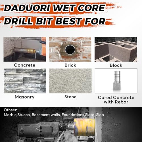 Image of 1 1 /2 Inch Wet Core Drill Bit, 1.5 inch Core Bits for Concrete, 14 inch Drilling Depth, 1-1 /4 inch-7 Thread Diamond Core Drill for Cured Concrete, Hard Masonry, Brick, Solid Cement, Stucco, Stone (38mm)
