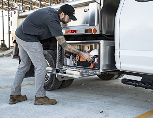 Image of Buyers Products 1706405 Pro Series Underbody Truck Box With 3-Point Compression Latch, Smooth Silver Aluminum, Made in the USA, 18 x 18 x 36 Inches, Truck Tool Box For Storage & Organization