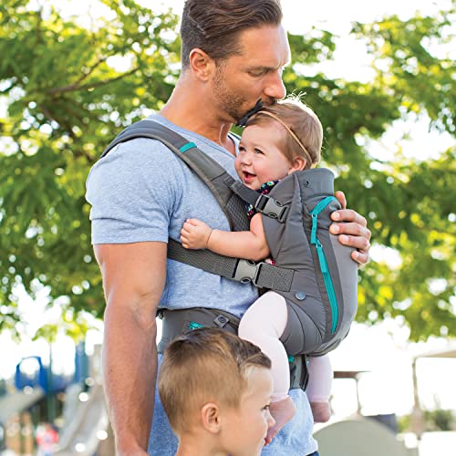 Infantino Carry On Baby Carrier, Ergonomic Multi-Pocket Baby Carrier for Newborn to Toddler 8-40 lbs with Padded Straps, Lumbar Belt Storage, Registry Essential, Gray by Infantino - Image 5