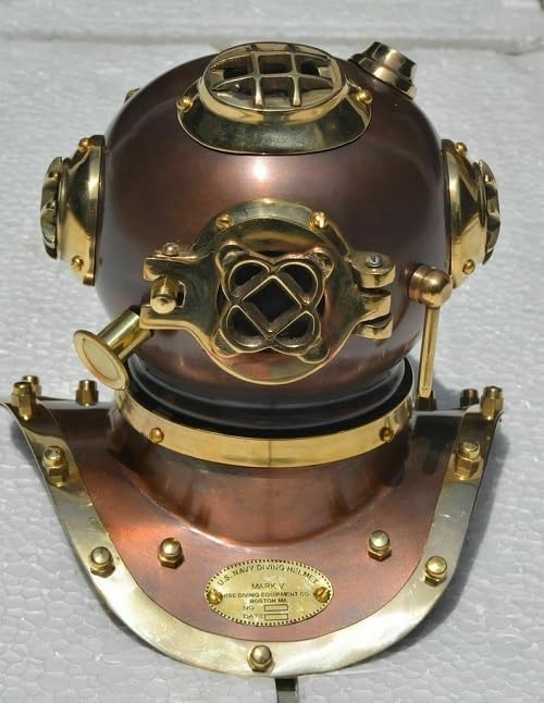 Antique US Navy Mark V Divers Rolex Helmet Marine Darak Coopper Beautiful Scuba Helmet