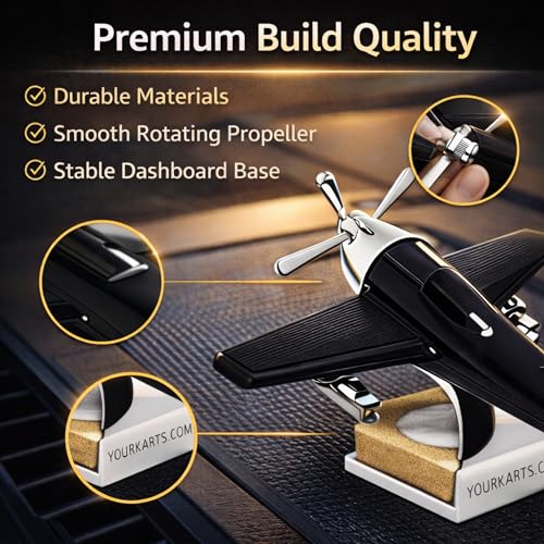 Image of YOURKARTS Solar Powered Car Perfume Air Freshener with Rotating Airplane Propeller | Dashboard Long-Lasting Aromatherapy Diffuser | Long Lasting Fragrance | Car Interior Accessory