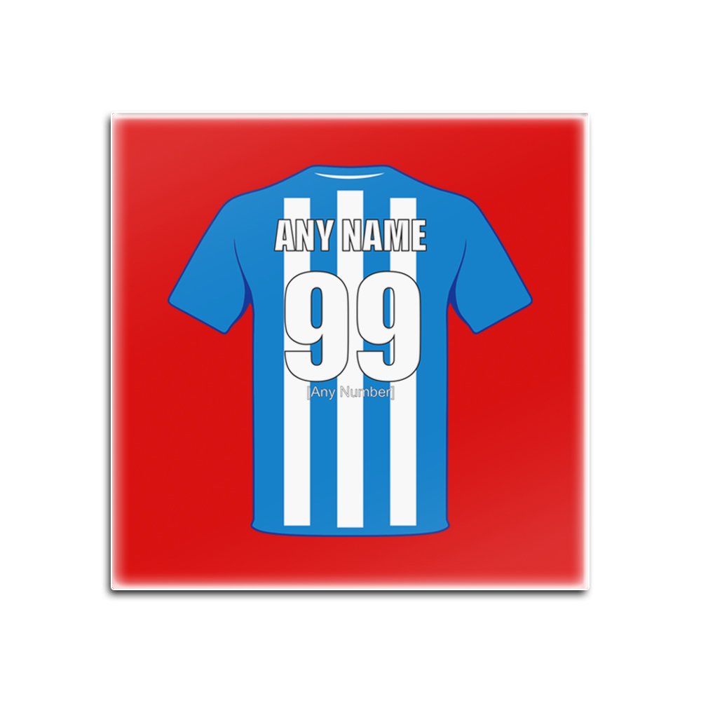 UNIGIFT Personalised Gift - Huddersfield Town Square Gloss Hardboard Coaster (Football Club Design Theme, Colour Options) - Any Name/Message on Your Unique Mat Pad - The Terriers