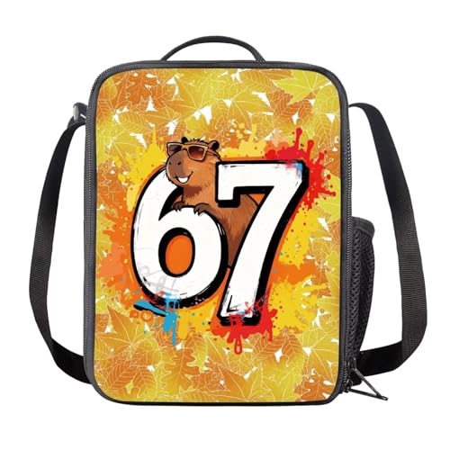 Pwoqzuy 67 Lunch Bag Capybara Lunchbox for Boys Girls,Insulated Lunch Box Maple Lunch Tote Bag School Supplies Six Seven Back to School Gifts for Kids Teens