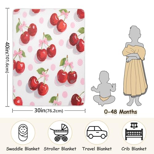 Custom Lovely Red Cherry Bow Polka Dot Throw Blankets Soft personalizada para Dog Baby Blanket with Name for Girls or Boys 30x40in cobija personalizada para3