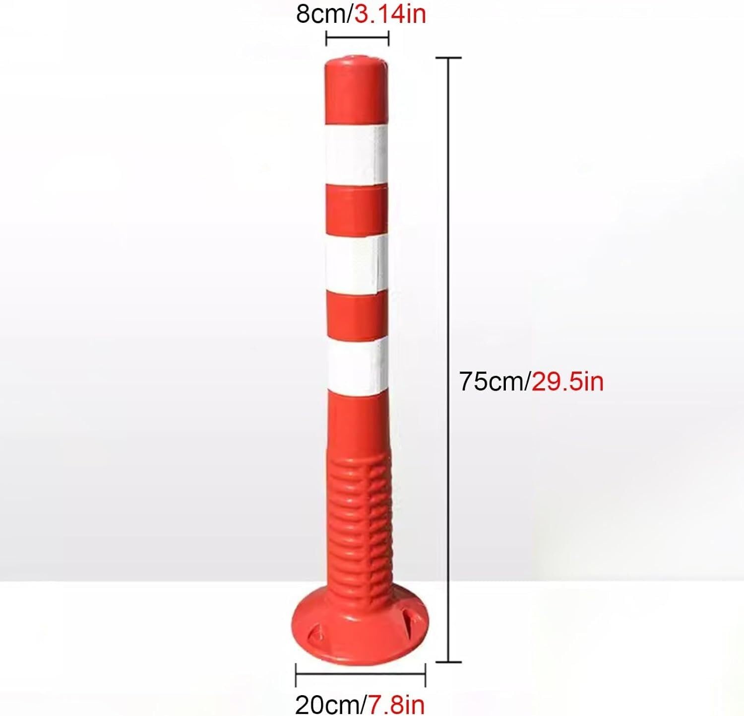 Bolardos de estacionamiento con Collares Reflectantes para Seguridad Vial y Control de Acceso,Red+White