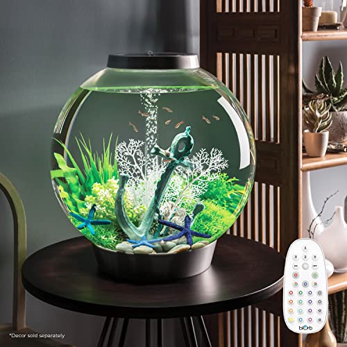 Image of biOrb Classic 60 Acrylic 16-Gallon Aquarium with Multi-Color Remote-Controlled LED Lights Modern Tank for Tabletop Display, Silver