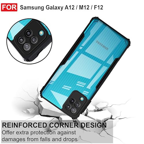 Image of Zapcase Back Case Cover for Samsung M12 / Samsung F12 / Samsung A12 | Compatible for Samsung M12 / Samsung F12 / Samsung A12 Back Case Cover | (TPU + PC | Matte Black)