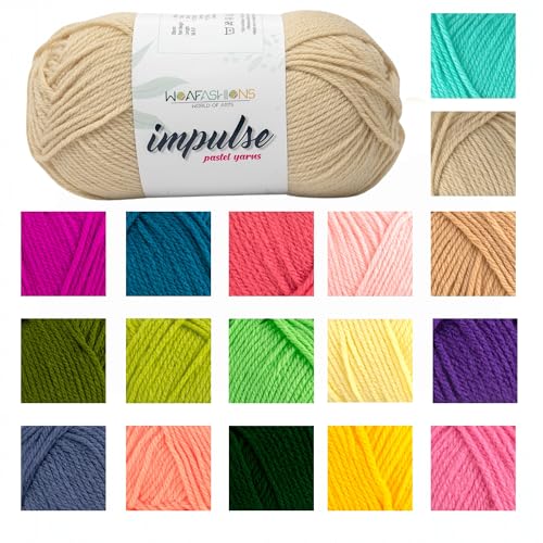 Image of Impulse Hand Knitting & Crochet Yarn, Premium Acrylic, 4 : Medium (Beige) (4x100gms / 14.1oz)