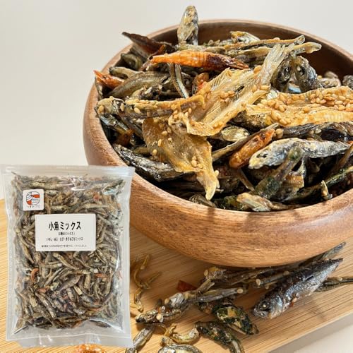 つまみプロ秀信 小魚ミックス (いわし 小あじ エビ きびなご いわしせんべい 青のり小魚) カルシウム 大容量 お徳用 (500g, 小魚ミックス)
