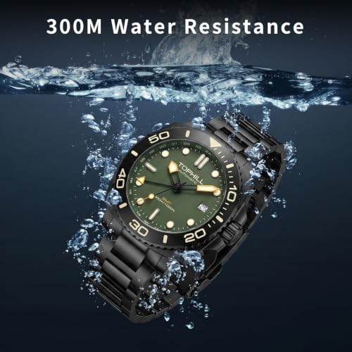 Image of TOPHILL Men Watches Automatic Mechanical Watches - Dive, GMT, Chronograph & Dress Styles | 316L Stainless Steel, Sapphire Crystal, Ceramic Bezel | 5ATM-300M Waterproof with Super Luminous | Classic Business & Sport Casual