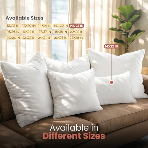 Image of Utopia Bedding 14x22 Pillow Inserts, Set of 2, White - Indoor Decorative Throw Pillows for Bed, Sofa & Couch - Soft, Supportive & Fluffy Cushion Inserts