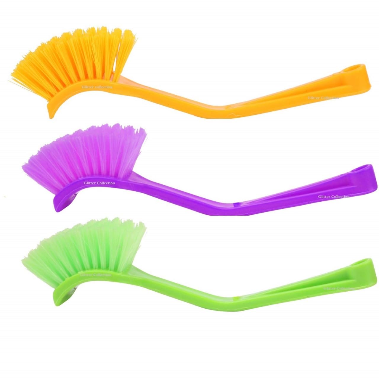 Wash Basin, Toilet seat, Sink Brush seat Cleaning Brush Set of 3 Sturdy Polypropylene Polyester Material, Multicolour-image-13