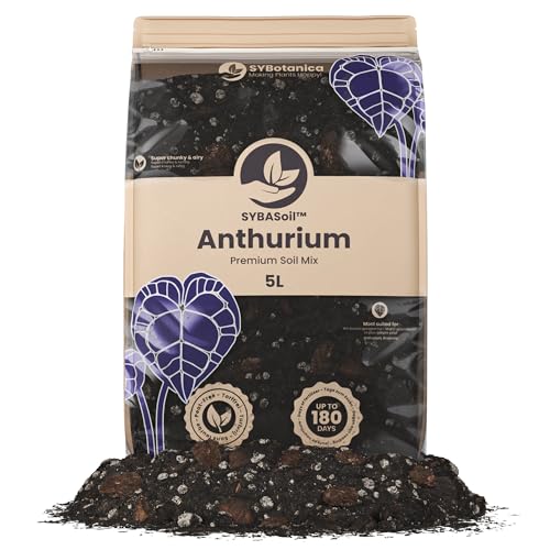 Sybotanica - Substrato para Anthurium 20 L - Coco Premium para Anthurium y Bromelia - Sin Turba - Abono Orgánico 180 Días - Ideal para Plantas de Interior