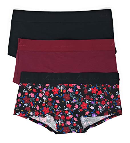 Victoria's Secret PINK Boyshort Panty Set of 3 Large Black / Cranberry / Black Floral Victoria's Secret PINK Boyshort Panty Set of 3 Large Black / Cranberry / Black Floral