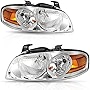 BRYGHT Headlight Assembly Pair Compatible with 2004-2006 Nissan Sentra Chrome Housing Clear Lens & Amber Reflector