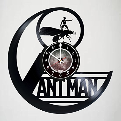 Wall Clock Compatible with Ant Man - Action Figure - Marvel Legends â€“ Movie - Vinyl Wall Clock - Garage Wall Art - Gift Ideas for Men, Father, Boyfriend â€“ Unique Comics Art Design â€“