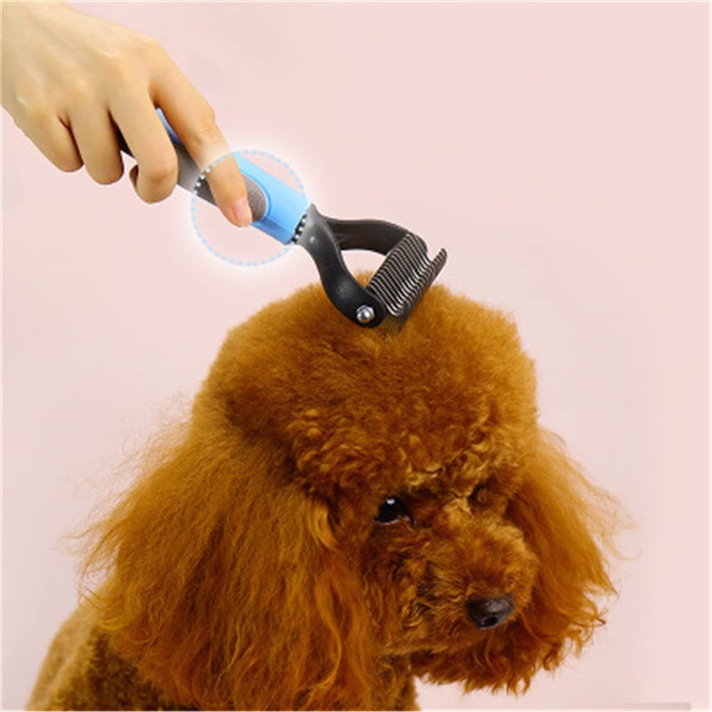 Dwustronna szczotka dla zwierząt ze stali nierdzewnej Koty Grzebień do usuwania sierści psa Grooming Dematting Deshedding Blade for Matted Long (Kolor: B) (B)