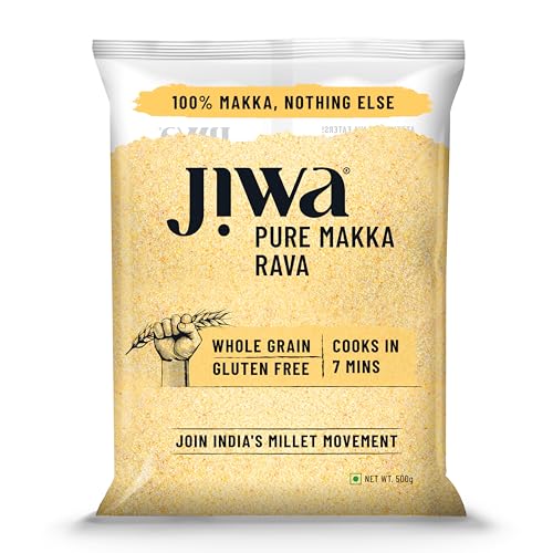 Image of Jiwa Pure Makka Rava | 500 G | Cooks In 7 Minutes | Wholegrain | Broken Corn /Makki Rava | Gluten Free