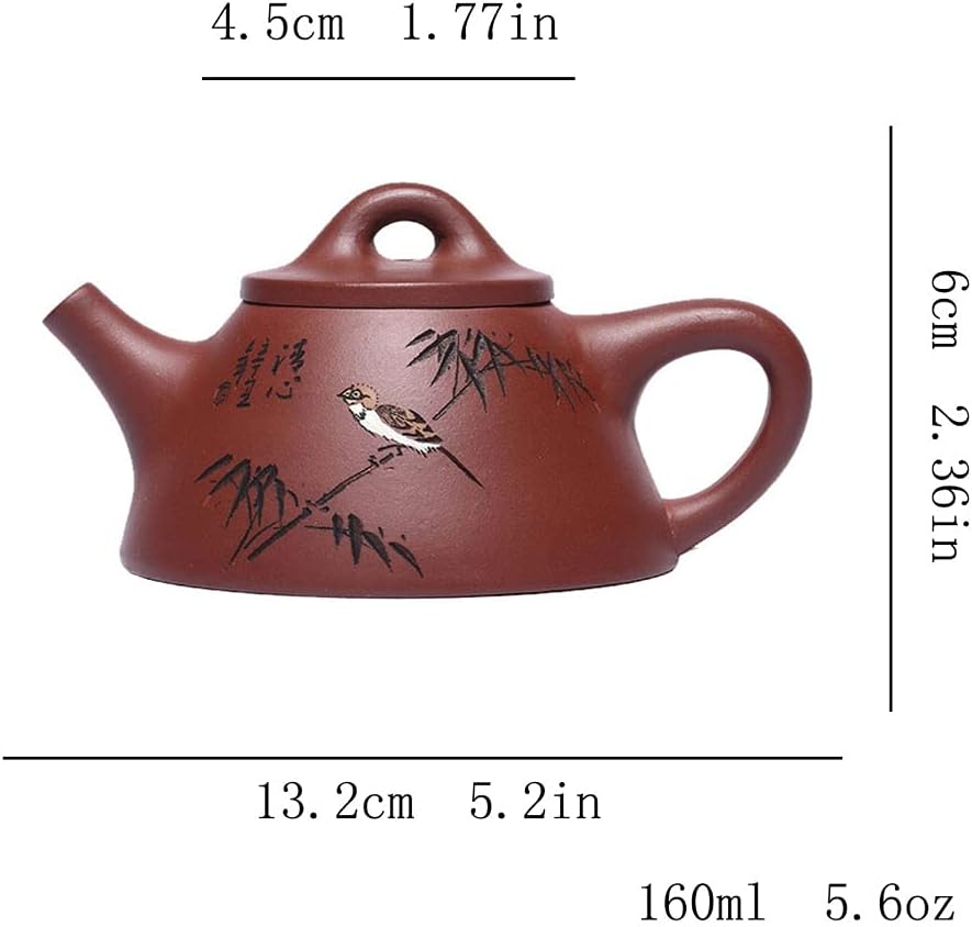 Teapot Zisha Teapot Traditional Yixing Purple Clay Teapot Qing Cement Teapot Handmade Painted Teapot Kung Fu Tea Set Household Tea Kettle Pottery Teapot