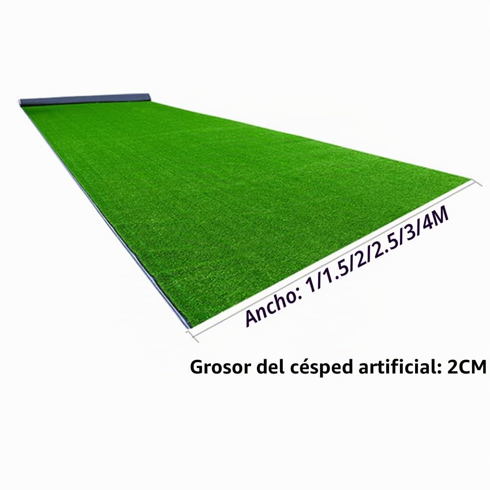 Alfombra de césped artificial de 3 x 6 m, alfombra de césped artificial de 25 mm de grosor, alfombra de césped artificial para exteriores, rollo de césped artificial de aspecto realista (tamaño: 3 x 6