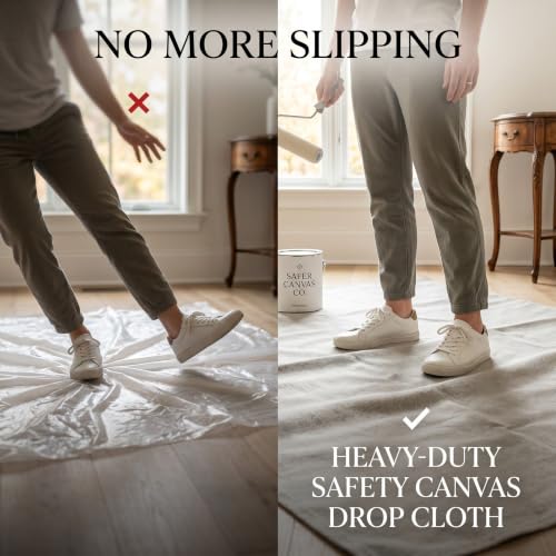 Heavy-Duty 8oz Cotton Canvas Drop Cloth Reusable for Painting, Decorating, Furniture Cover, Floor Protection & Construction (12ft x 15ft) miniatura 5