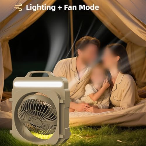 Ventilador de camping de 5 velocidades con panel solar portátil y recargable 4