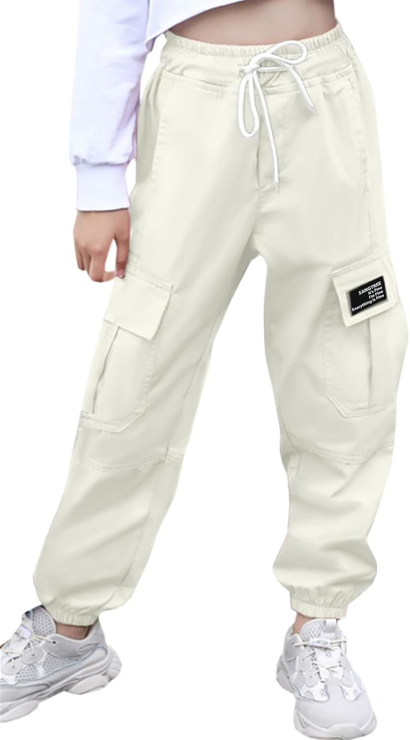 SANGTREE Girls & Womens Drawstring Cargo Jogger Pants,3 Years - Women 3XL - Picture 147 of 170