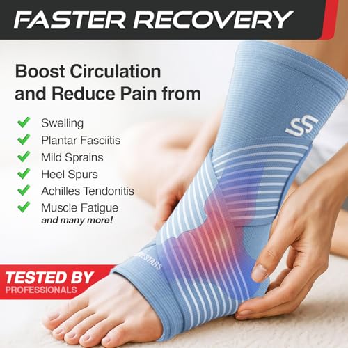 Best Ankle Support for Weak Ankles After 50: Complete Guide & Reviews 10 Sleeve Stars Ankle Brace for Women & Men, Ankle Wrap for Sprain, Compression Sleeve for Plantar Fasciitis Relief, Easy Customizable Support: w/ Removable Strap (Single/M:10'-12'/Light Blue)