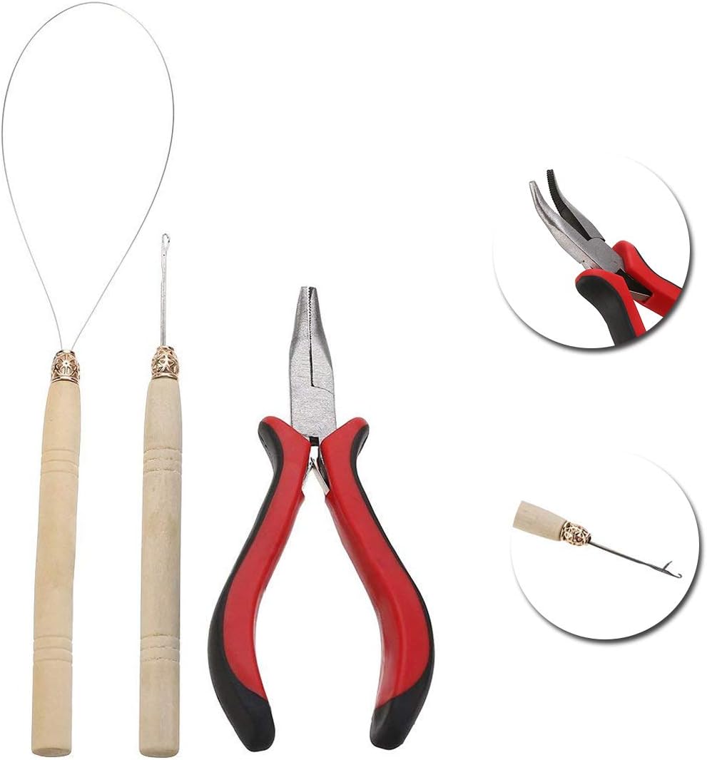 Hair Extensions Removal Tools Kit - Pliers,Hook Needle,and Loop Threader