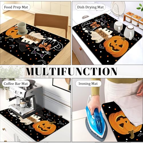 Image of Halloween Stove Top Cover for Electric Stove 28 inchx 20 inch, Boo Heat Resistant Glass Top Stove Cover Protector, Glass Cooktop Covers, Kitchen Flat Electric Stove Top Covers