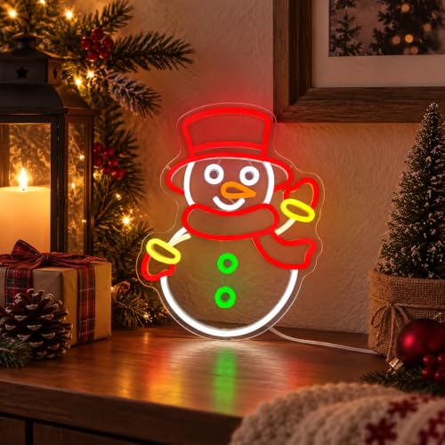 Image of Christmas Neon Signs for Wall Decor Snowman Neon Light Christmas LED Sign USB Dimmable Light Sign for Party Xmas Decor Presents