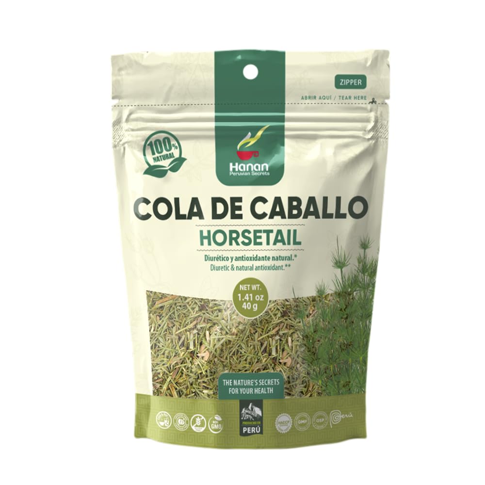 Hanan Peruvian Secrets Cola de Caballo Herbal Tea | 100% Natural Horsetail | 1.41oz / 40g | Naturally Aids in Maintaning Healthy Urinary Tract and Prostate Functions | Promotes Healthy Skin, Hair and Nails - 6 Pack