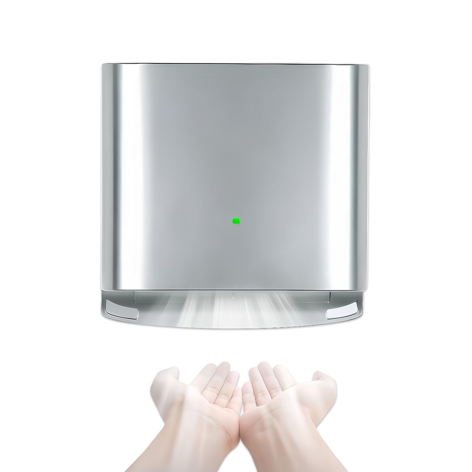 Secador De Manos Eléctrico Comercial Y Doméstico, 1250w De Alta Potencia, >80m/S De Velocidad, 8-10s De Secado Baños De Hotel, Restaurante,Oficina, Casa O Apartamento Silver