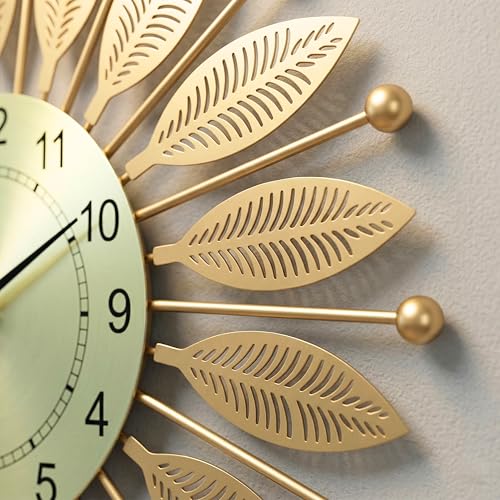 Image of RIOH Decor Big Size Wall Clock 60 CM Gold, Large Metal Decorative Silent Wall Clock for Living Room, Office, Bedroom, Hall & Home Decor