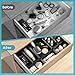 10 PCS Drawer Organizer Set, 4 Size Makeup Drawer Divider Organizer With Non-Slip Pads, Interlocking Plastic Storage Bins for Office,Jewelry Vanity,Gadgets, Bathroom,Kitchen, Black