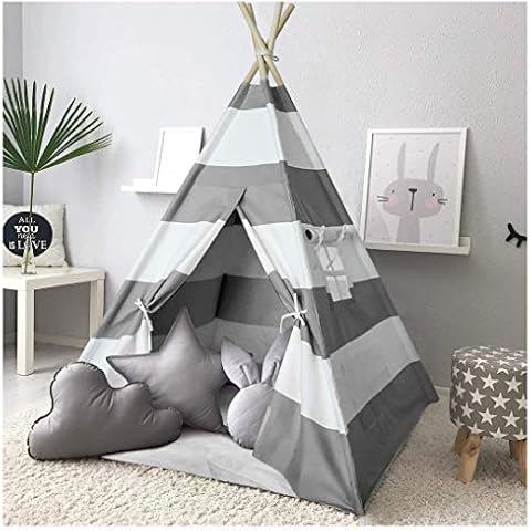 Kids Teepee Tent for Kids Play Teepee Tent for Boys Indoor Outdoor Play House, Kids Teepee Play Tent for Boys,Canvas Tipi Tent Kids,Grey Stripe Teepee Cover