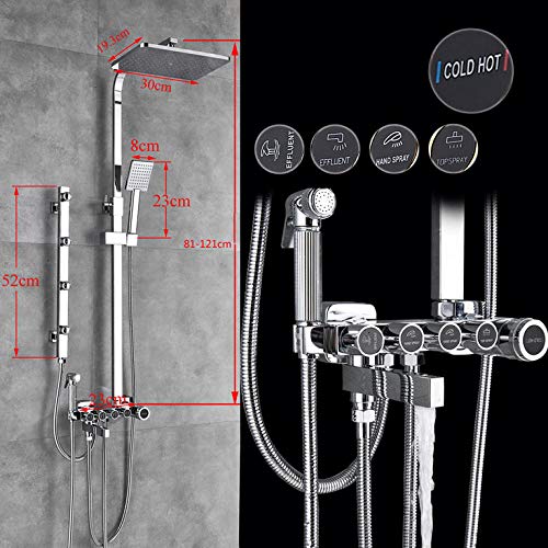 Robinet de douche chromé avec mitigeur bain-douche et effet pluie - 3