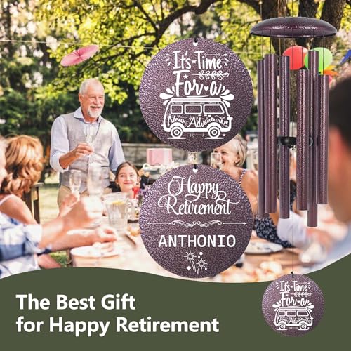 Image of ASTARIN Personalized Retirement Gifts 36 inch Wind Chimes for Women Man 2025, Happy Retirement Gift Going Away Farewell Gifts for Teacher Coworkers Mom Dad Nurse Boss