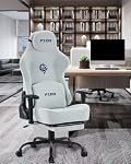Chaise de jeu d'ordinateur chaise de jeu ergonomique pour les adultes, tissu PC chaise de bureau avec support Lumbar et repose-pieds, chaise grand et grand gamer, 165°Recliner, lourd service, 350LBS, Gris clair