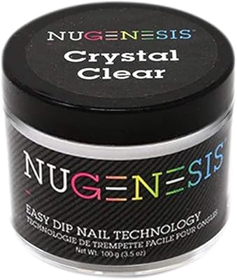 Nugenesis - 100% Pure Nail Dipping Powder - Pink & White (Refill 3.5oz, Crystal Clear)