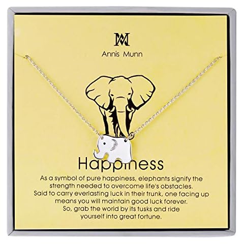 AM ANNIS MUNN Good Luck Necklace - 925 Sterling Silver Happiness Elephant Pendant Necklace Christmas Day Jewelry Birthday Gift for Girls and Women Cover