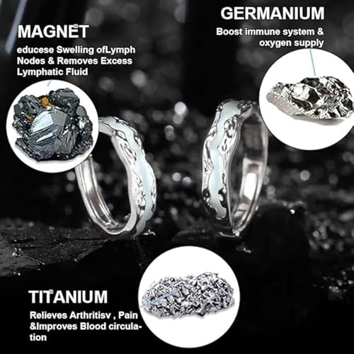 Lymphatic Magtherapy Luminous Ring For Men Women, Titanium Ion Therapy Acupuncture Unclog Bloodstream Lymph Nodes Light Up Hope Adjustable Finger Ring Jewelry Gift For Couple2