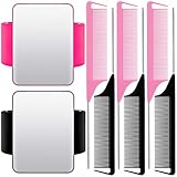 8 Pieces Magnetic Wrist Sewing Pincushions with Stainless Steel Pintail Comb Set, Wrist Magnetic Pin Holder Wristband Pin Cushion and Rat Tail Comb for Hair Clips Hand Sewing (Eye-catching Colors)