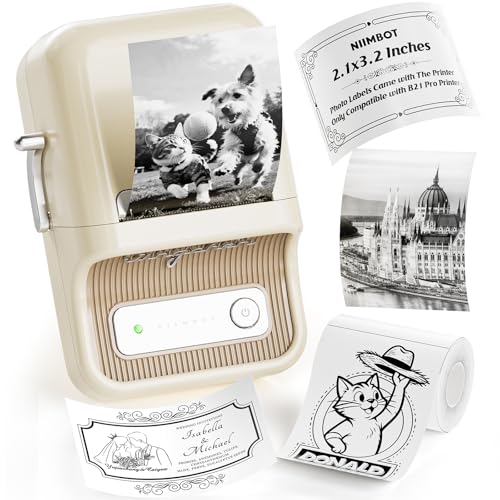 Image of NIIMBOT B21 Pro Label Maker, 300DPI HD Label Printer, Comes with A Roll of Photo Labels 2.1x3.2 Inches(54x80mm), Ideal for Photos, Study Graphics, Memo Maker
