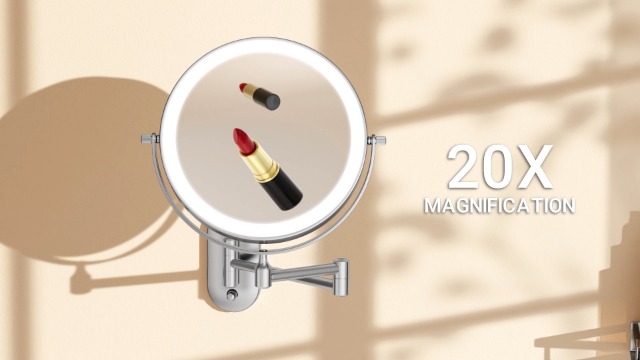 Auxmir 20X/1X Rechargeable Wall Mounted Makeup Mirror, 8