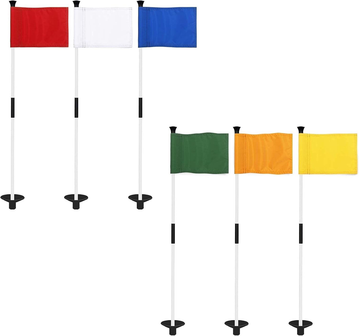 KINGTOP Golf Flagstick Mini, Putting Green Flag for Yard, 3 Feet Flagpole 2-Section Design, Golf Pin Flags Set, 6-Pack