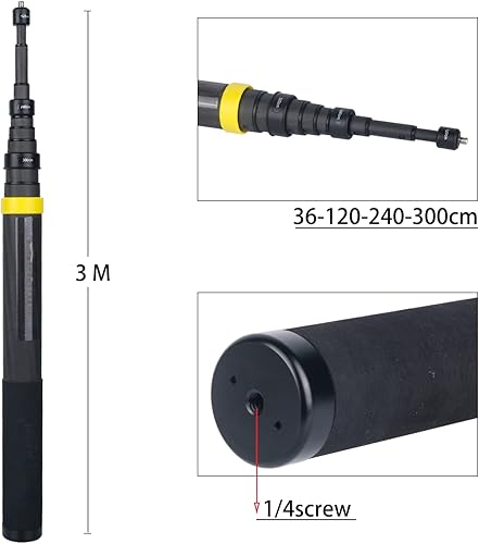 Miniatura 5 de 9.8 ft invisible fibra de carbono Selfie Stick para Insta360 Insta 360 uno x3 X2 X GO 2 ONE RS para Gopro max Accesorios